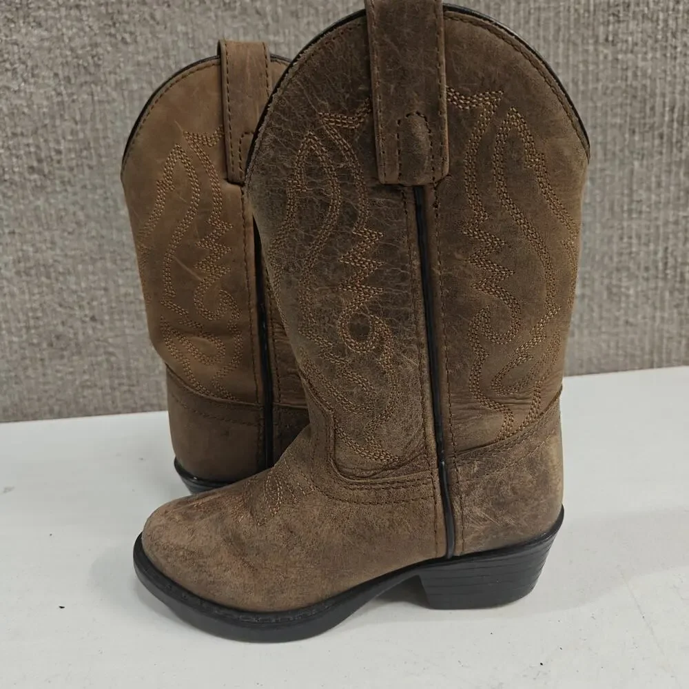 Cody James Boots Size 9 D Kids Round Toe Brown Leather Western Cowboys